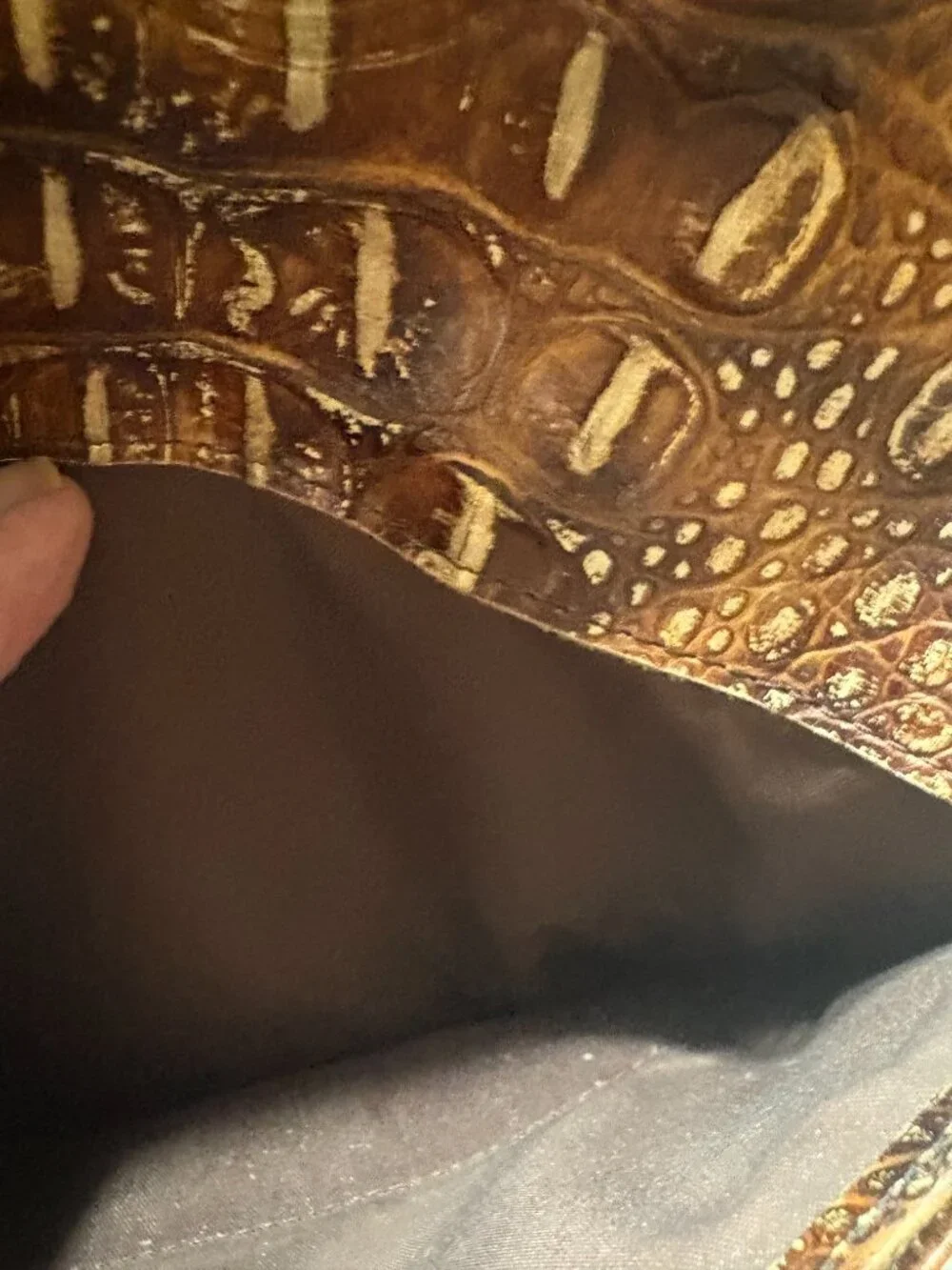 GUC Fiocchi Italian Croc Embossed Wallet in Multicolor Brown